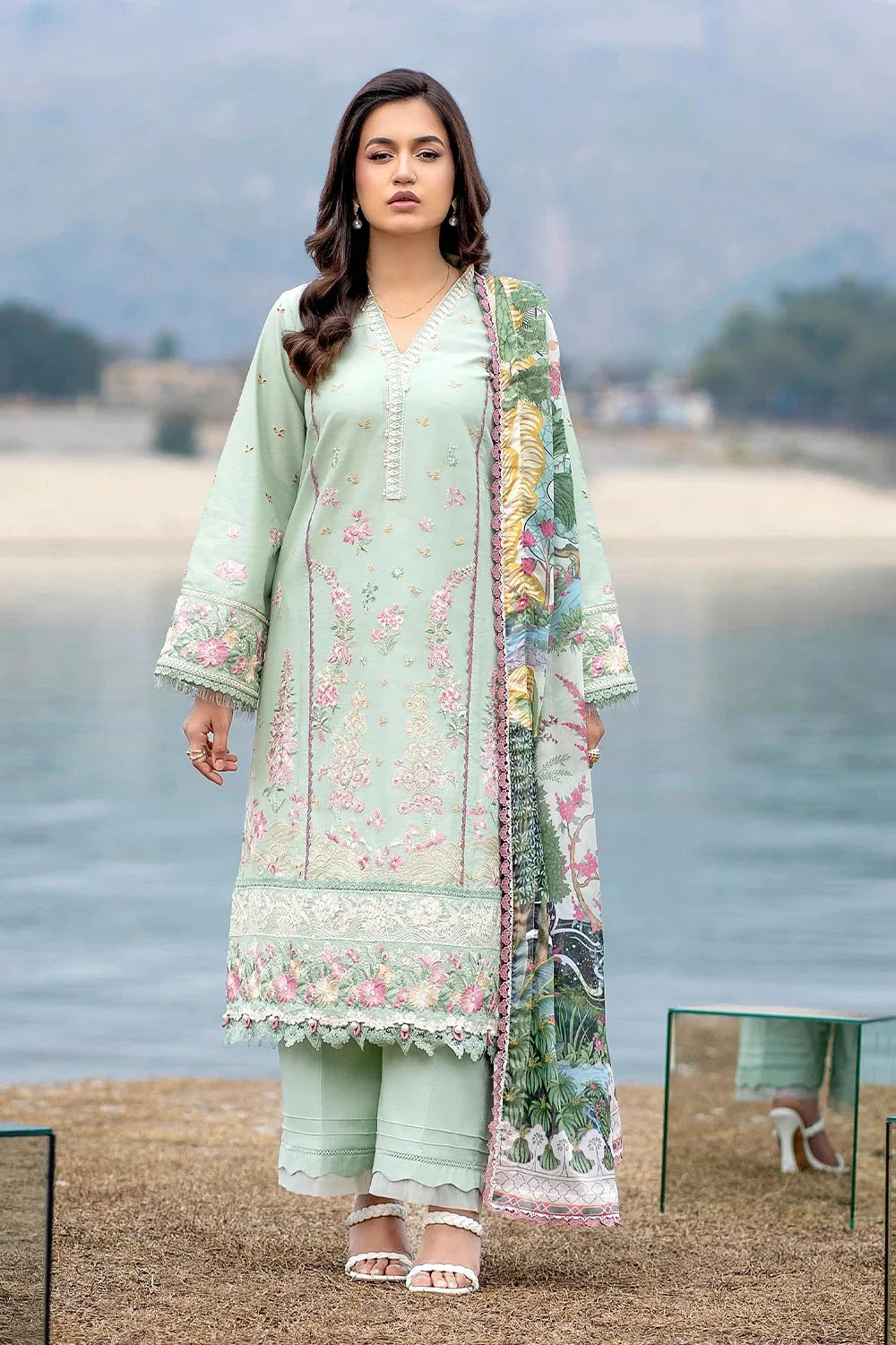 3PC Embroidered Unstitched Lawn Suit | KSC-3360 Embroidered KHAS STORES 