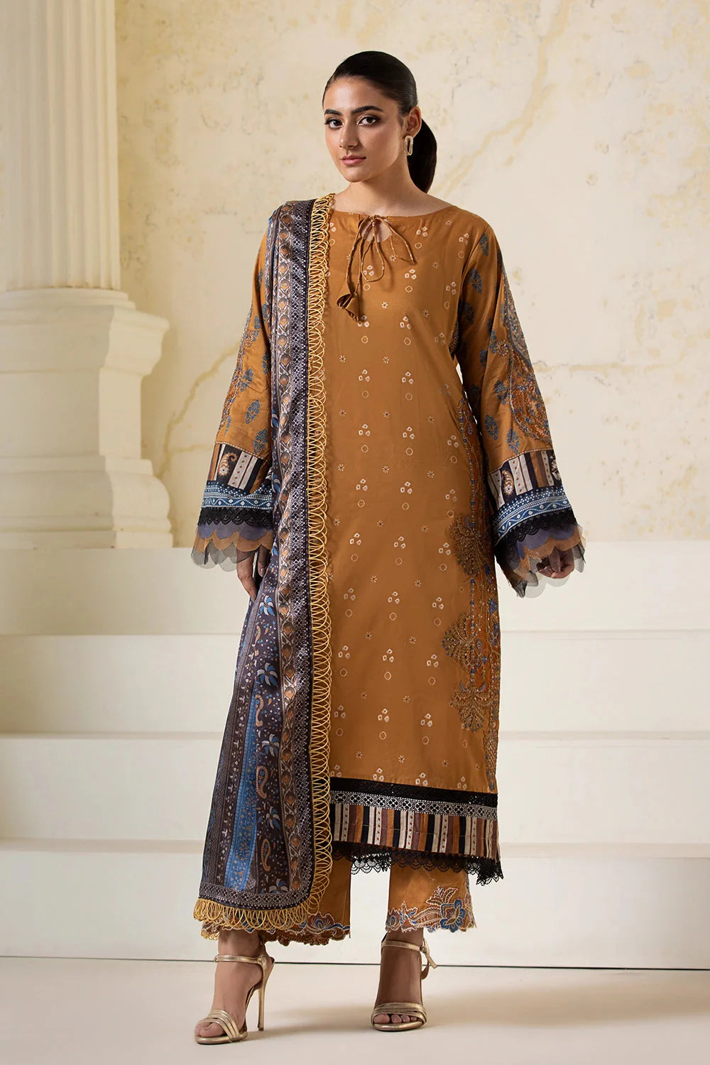 3PC Embroidered Unstitched Lawn Suit KSE-2726 Embroidered KHAS STORES 