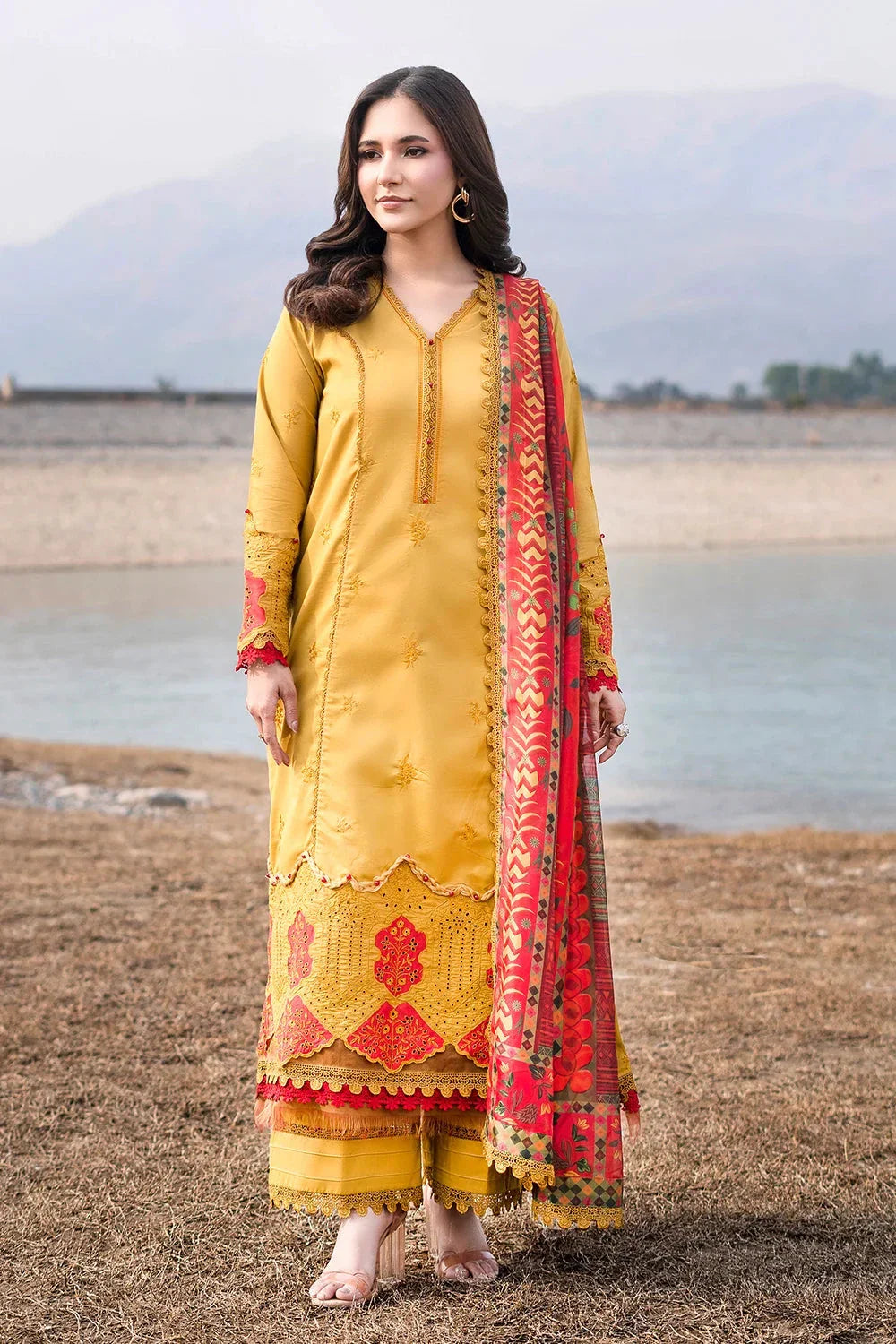 3PC Embroidered Unstitched Lawn Suit | KSE-3795 Embroidered KHAS STORES 