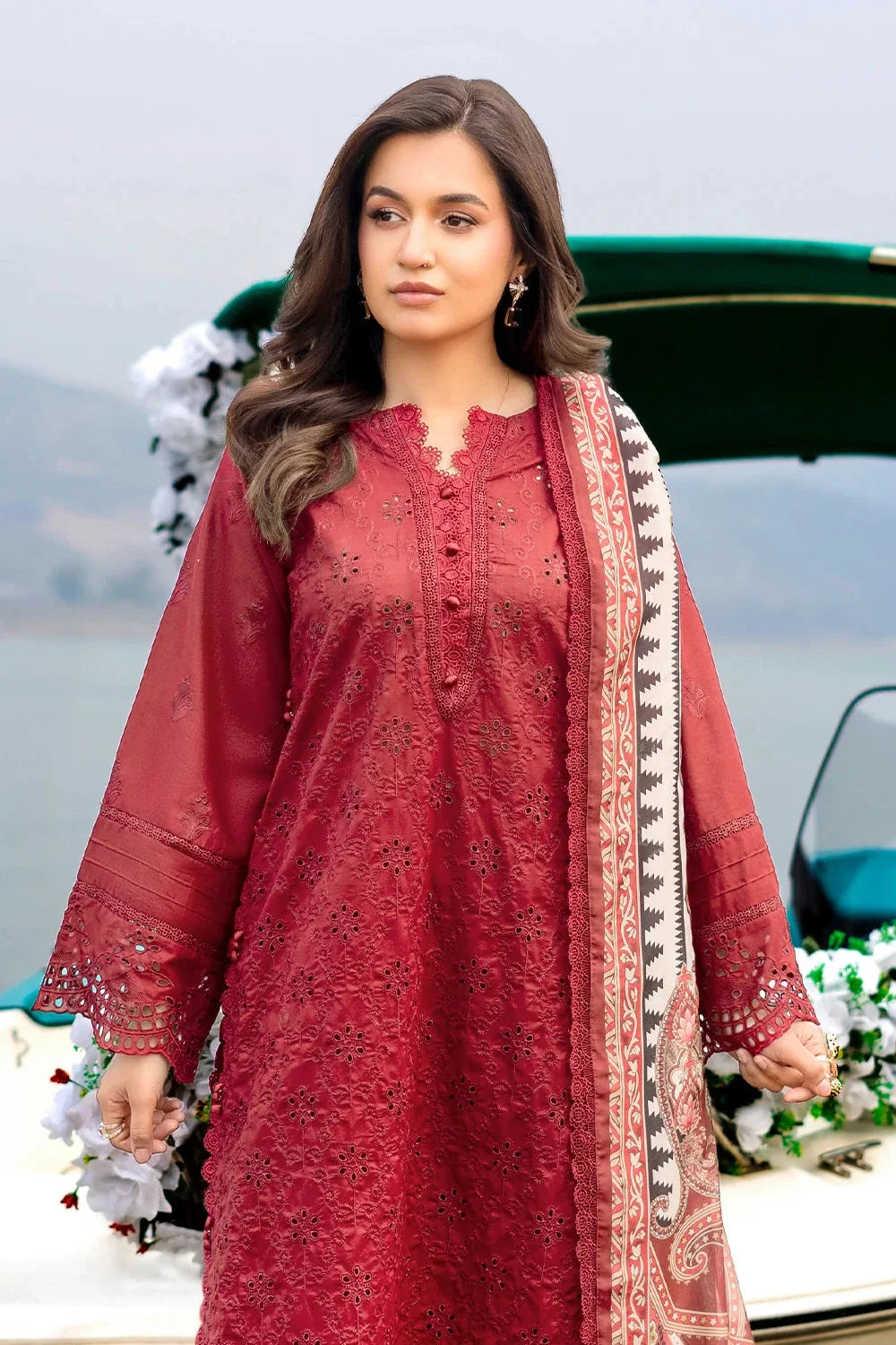 3PC Embroidered Unstitched Lawn Suit | KSE-3796 Embroidered KHAS STORES 