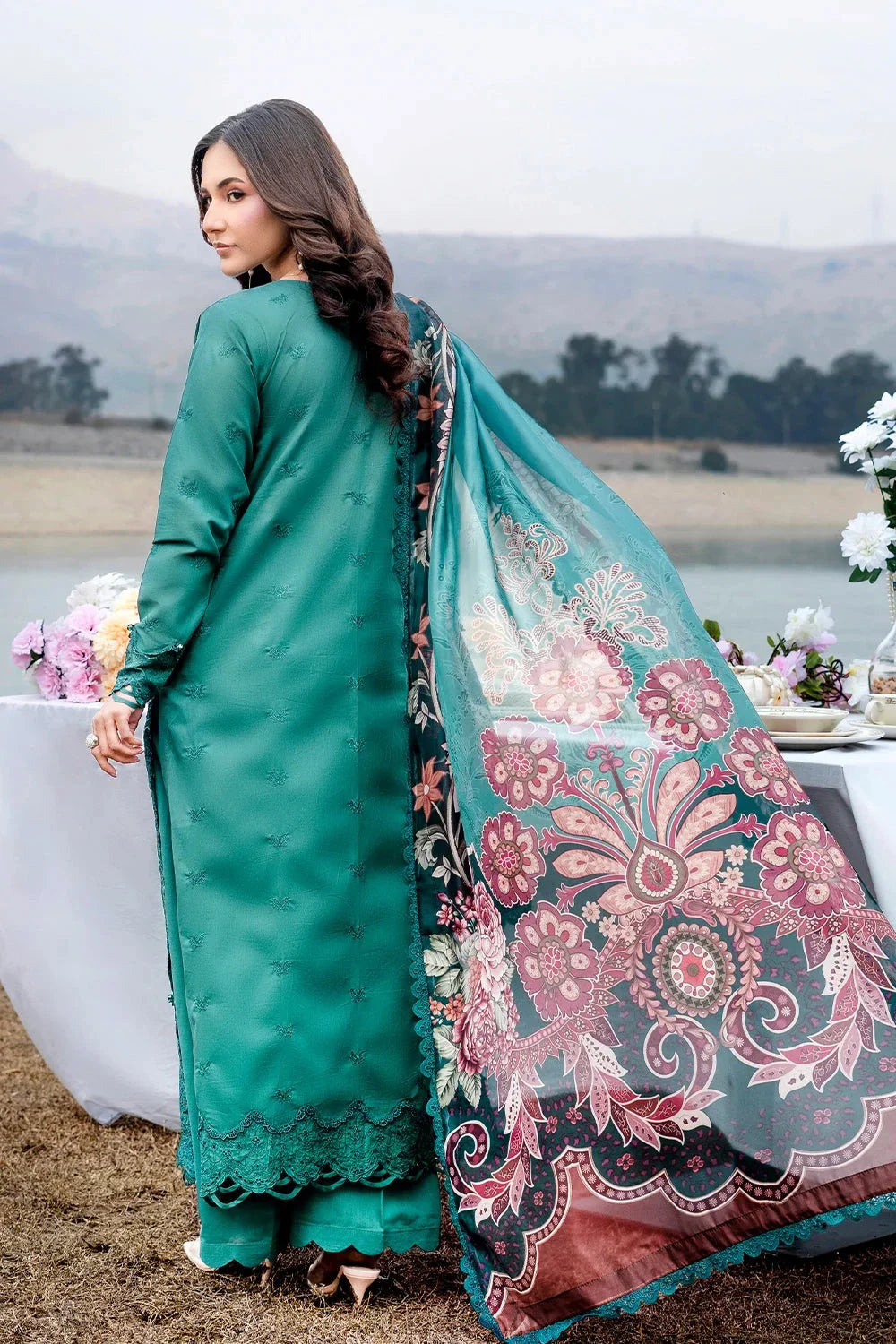 3PC Embroidered Unstitched Lawn Suit | KSE-3797 Embroidered KHAS STORES 