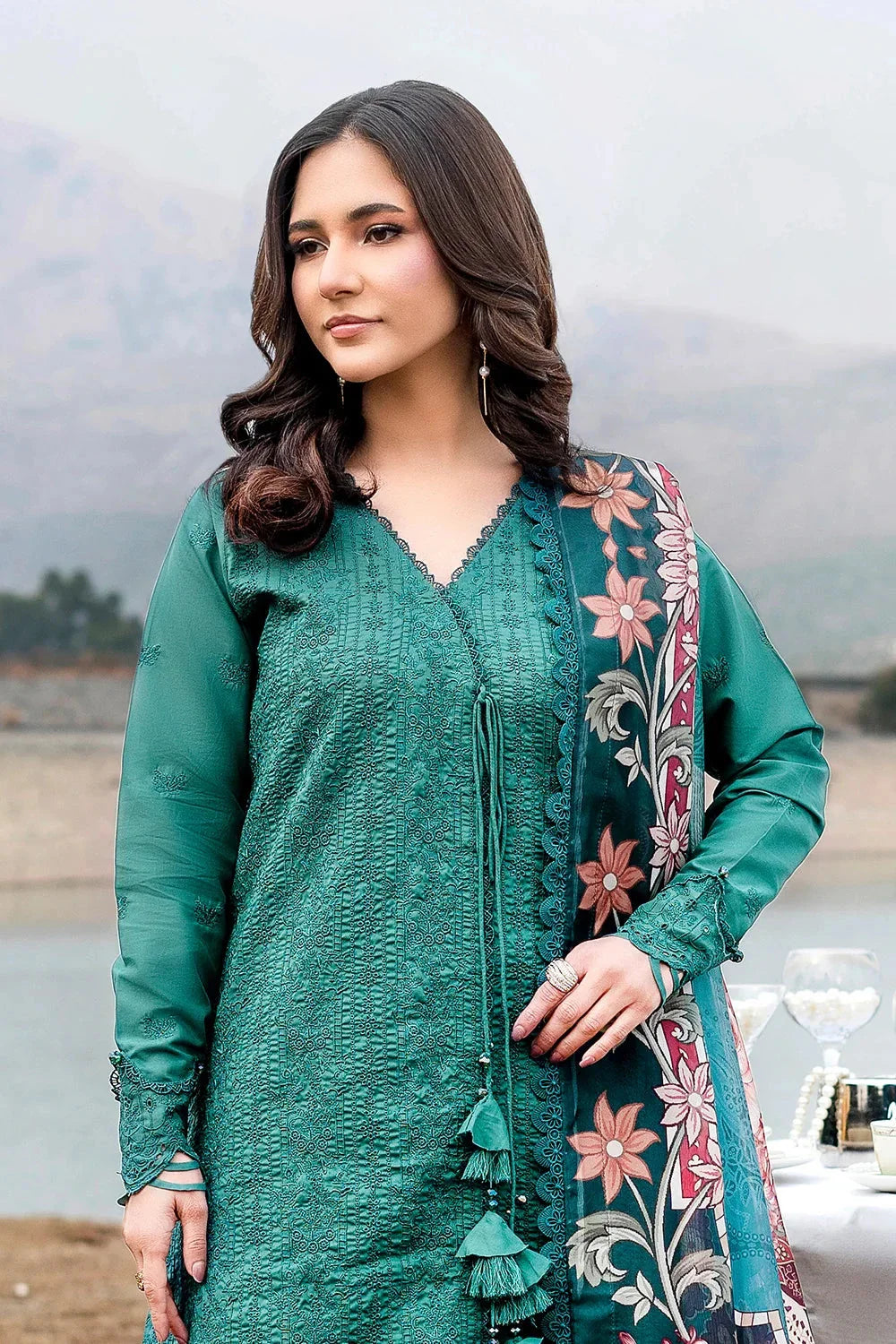 3PC Embroidered Unstitched Lawn Suit | KSE-3797 Embroidered KHAS STORES 