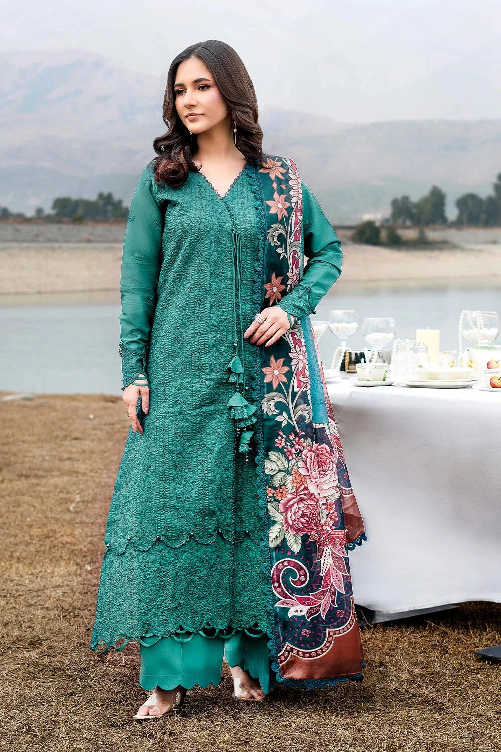 3PC Embroidered Unstitched Lawn Suit | KSE-3797 Embroidered KHAS STORES 