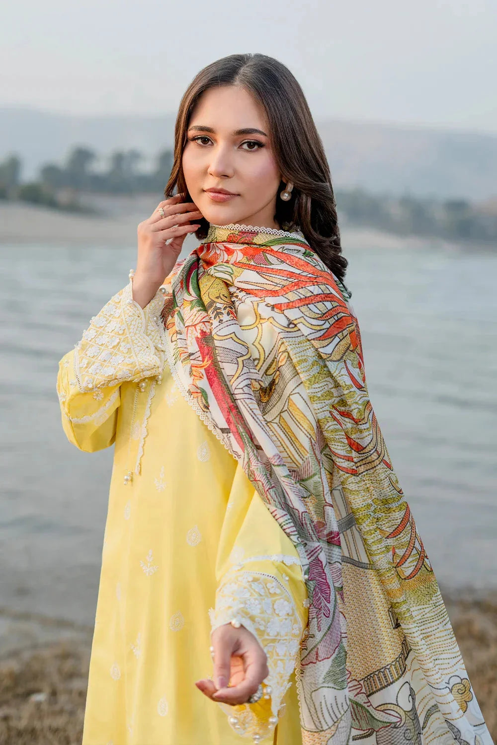 3PC Embroidered Unstitched Lawn Suit | KSE-3798 Embroidered KHAS STORES 