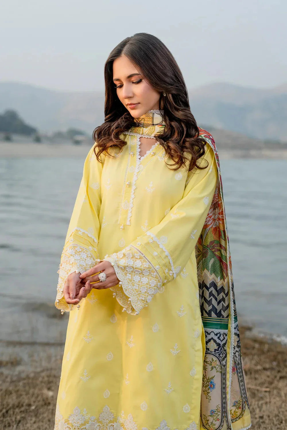3PC Embroidered Unstitched Lawn Suit | KSE-3798 Embroidered KHAS STORES 
