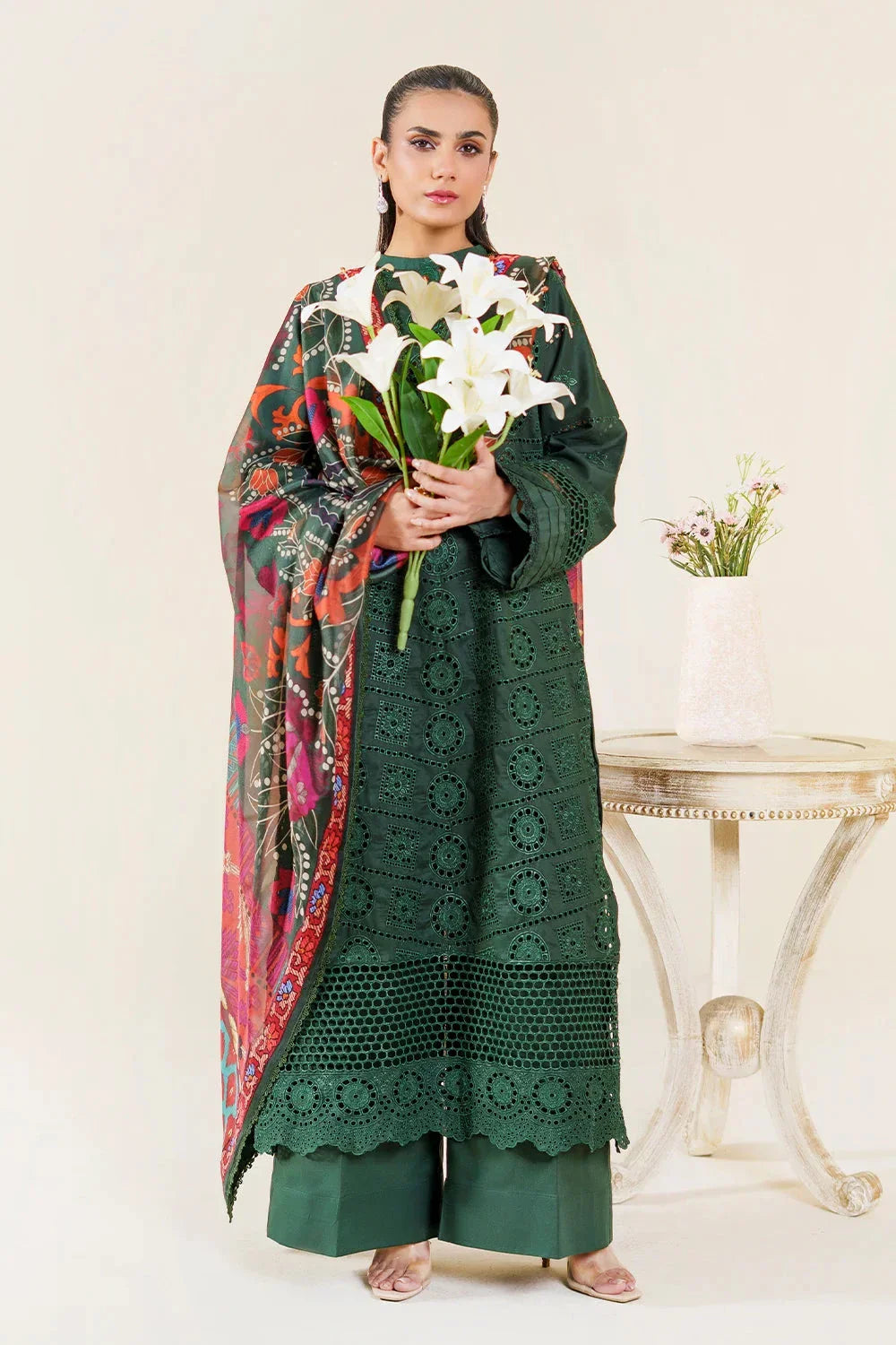 3PC Embroidered Unstitched Lawn Suit | KSE-3799 Embroidered KHAS STORES 