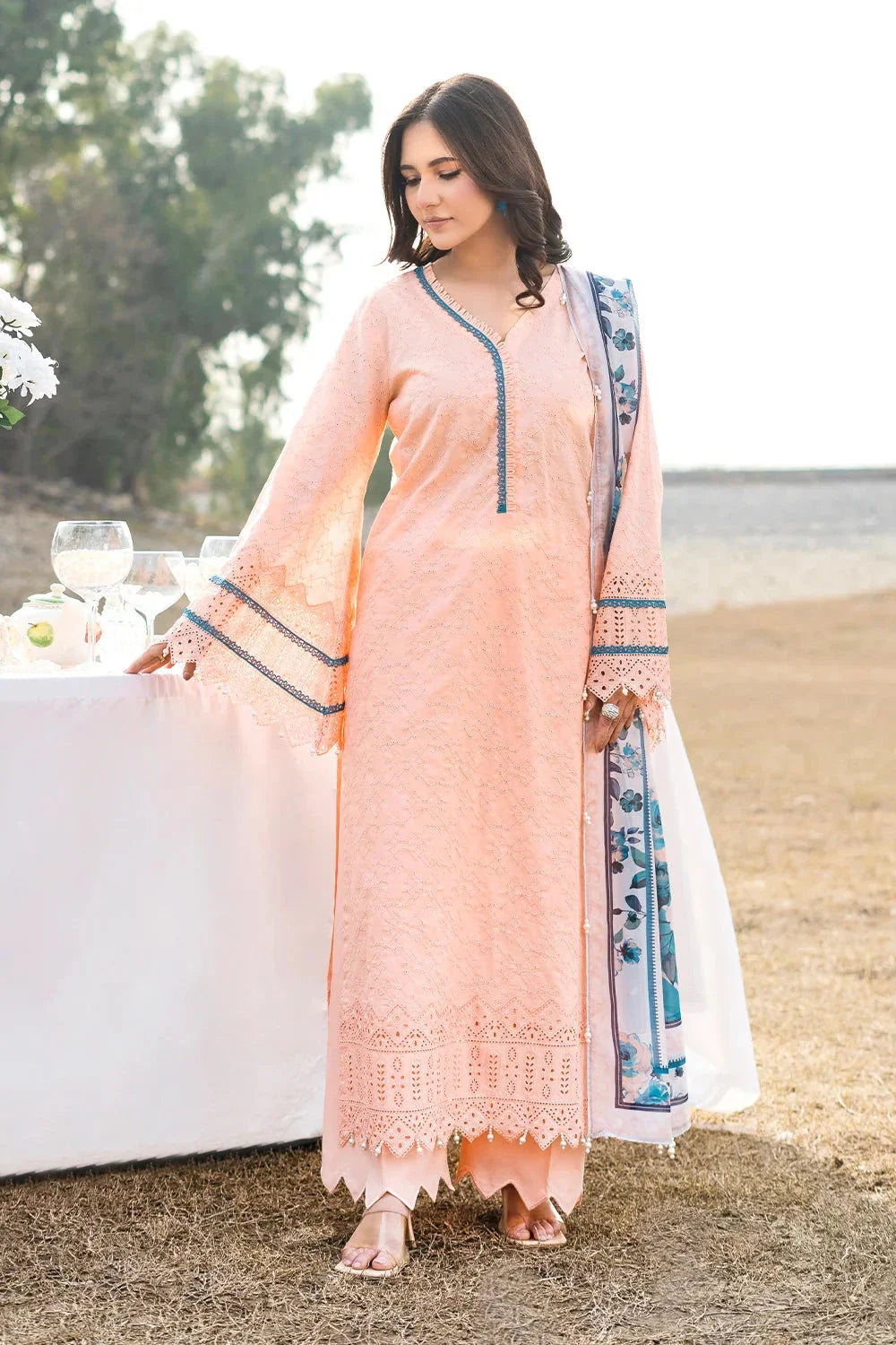 3PC Embroidered Unstitched Lawn Suit | KSE-3809 Embroidered KHAS STORES 