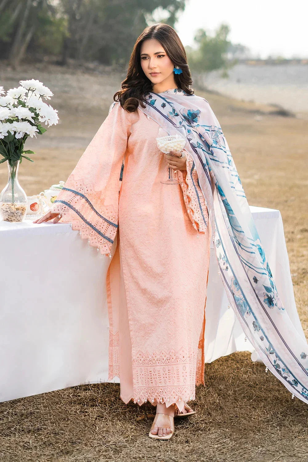 3PC Embroidered Unstitched Lawn Suit | KSE-3809 Embroidered KHAS STORES 