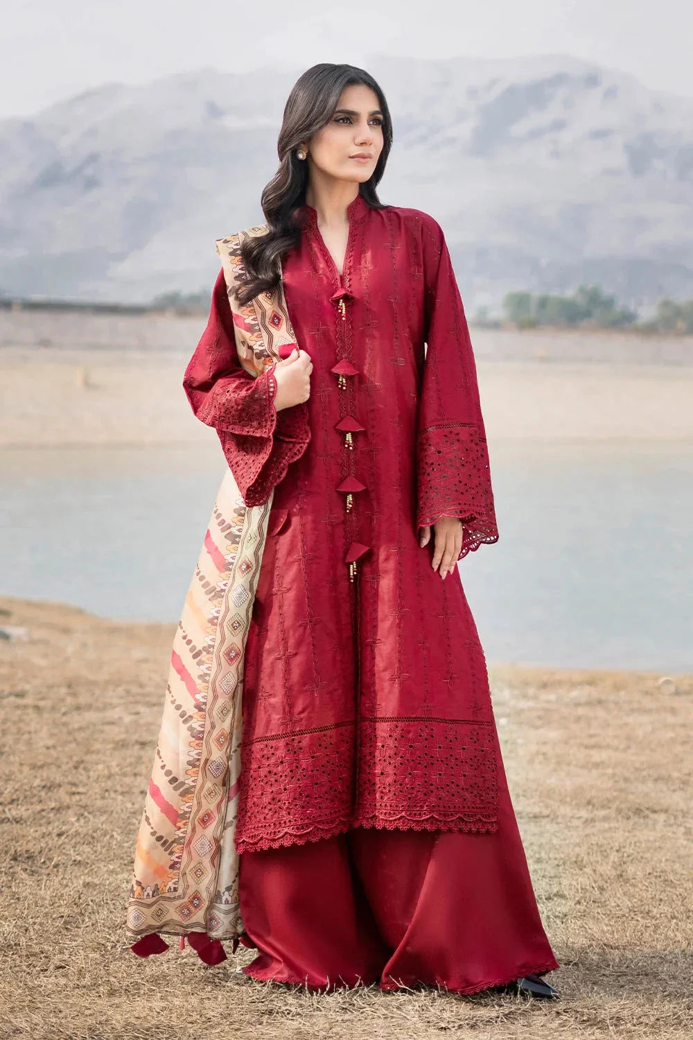 3PC Embroidered Unstitched Lawn Suit | KSE-3812 Embroidered KHAS STORES 