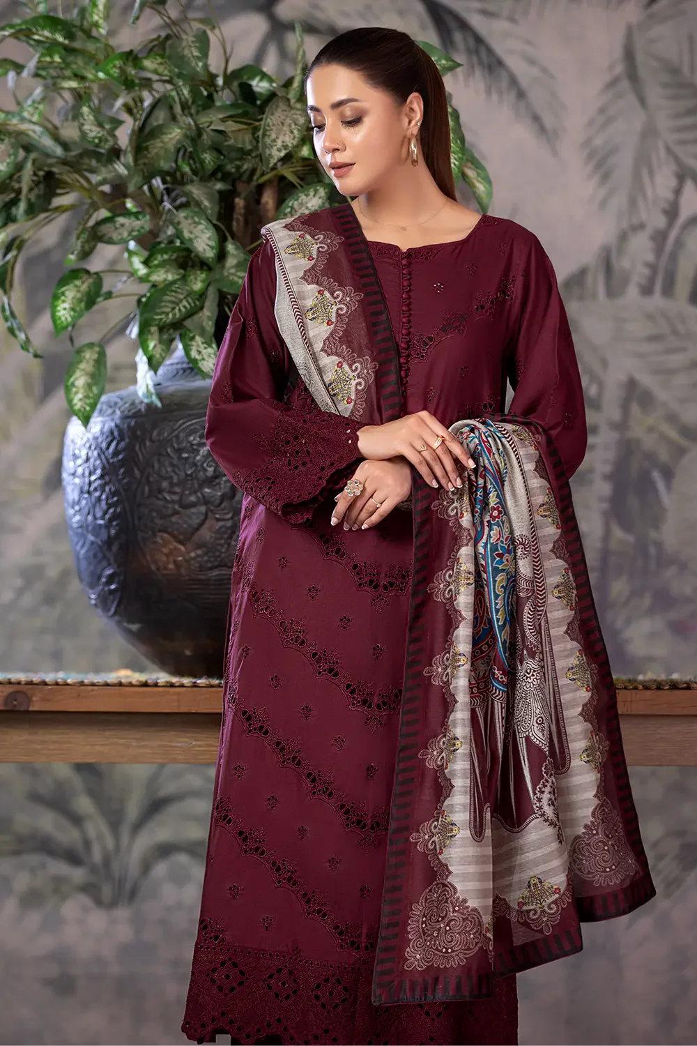 3PC Embroidered Unstitched Schiffli Cambric Suit KCCE-2863 Embroidered KHAS STORES 