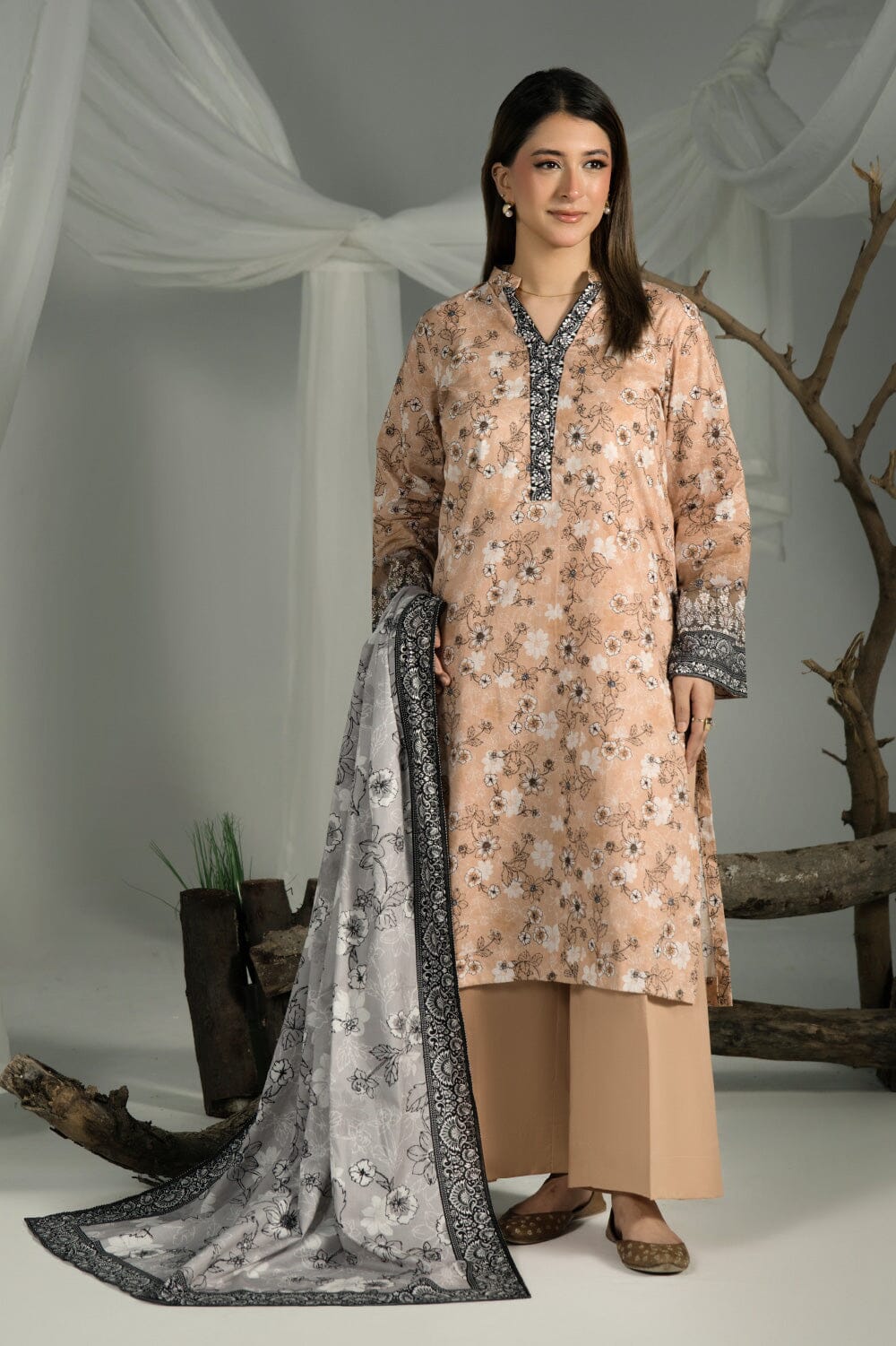 3PC Printed Cambric Suit | KCC-4239 Printed KHAS STORES 