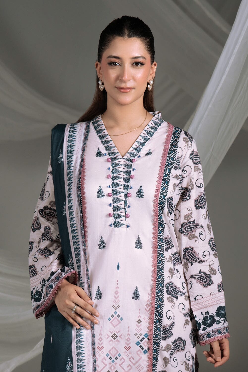 3PC Printed Cambric Suit | KCC-4240 Printed KHAS STORES 