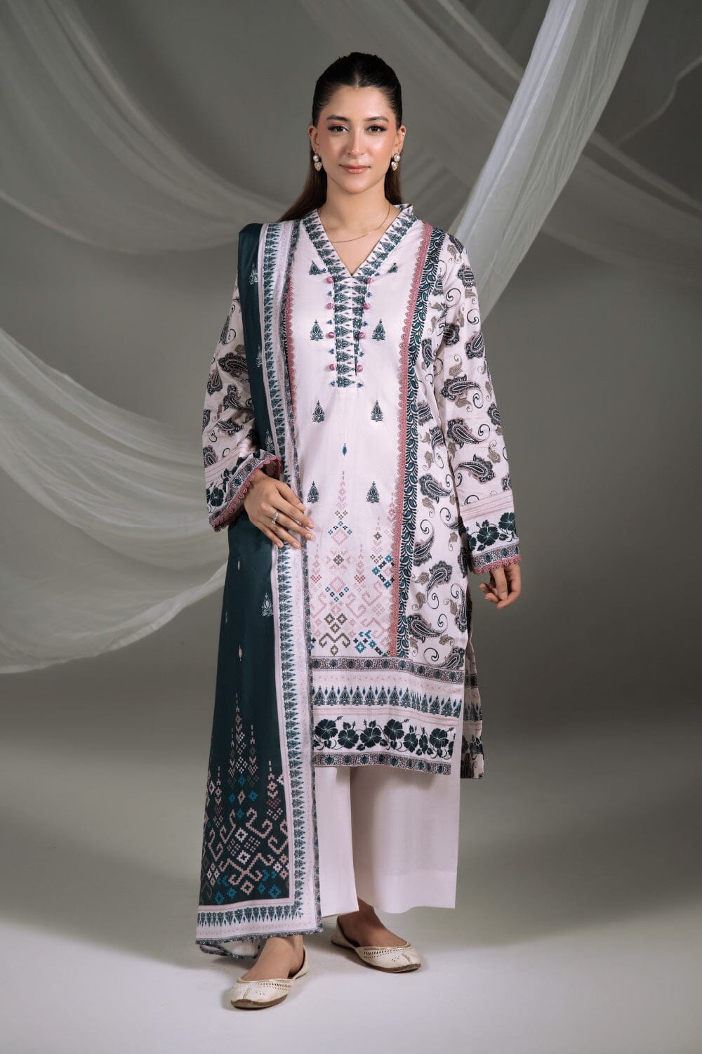 3PC Printed Cambric Suit | KCC-4240 Printed KHAS STORES 