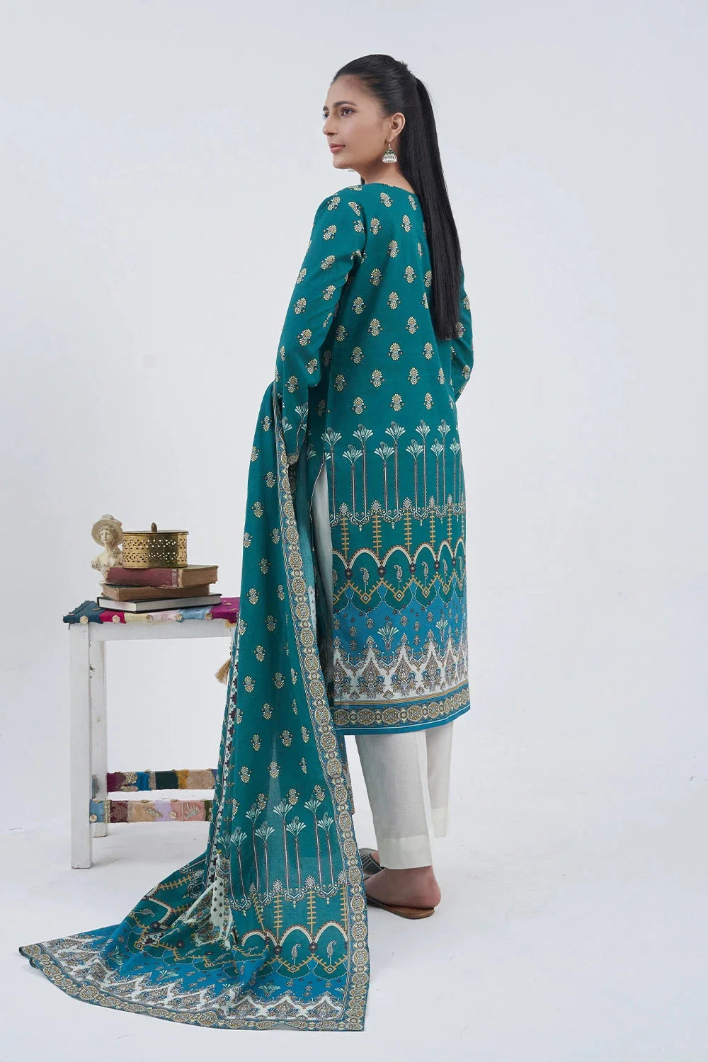 3PC Printed Unstitched Lawn Suit KLA-3092 Printed KHAS STORES 