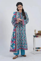 3PC Printed Unstitched Lawn Suit KLA-3098 Printed KHAS STORES 