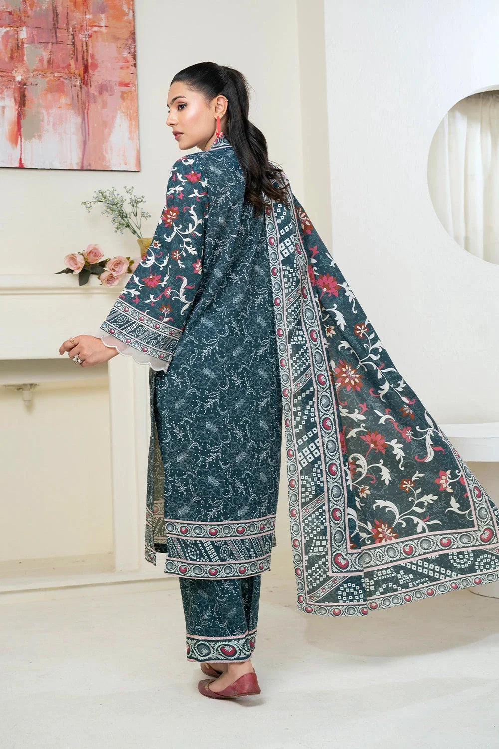3PC Printed Unstitched Lawn Suit KLA-3475 Printed KHAS STORES 