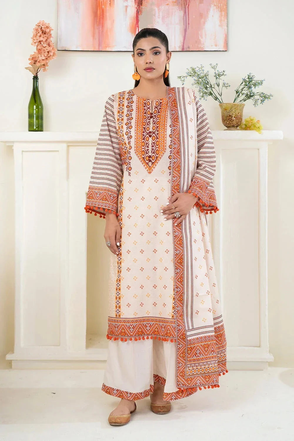 3PC Printed Unstitched Lawn Suit KLA-3490 Printed KHAS STORES 