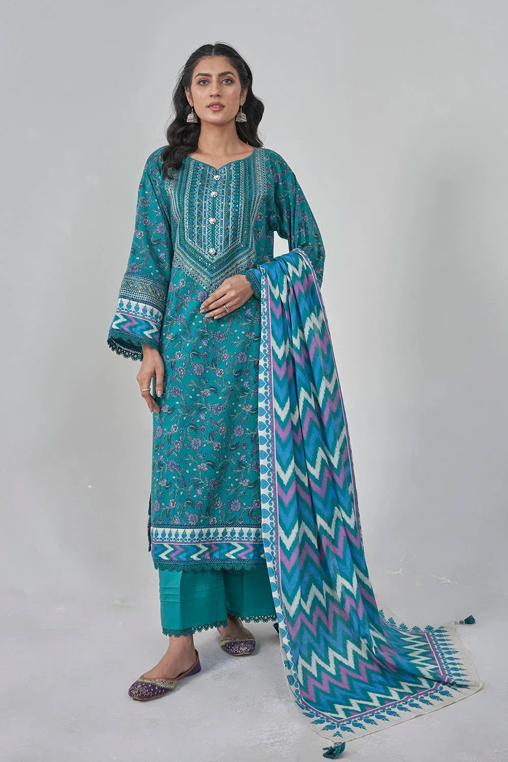 3PC Stitched Embroidered Lawn Suit KL-RTW-3075 KHAS STORES 
