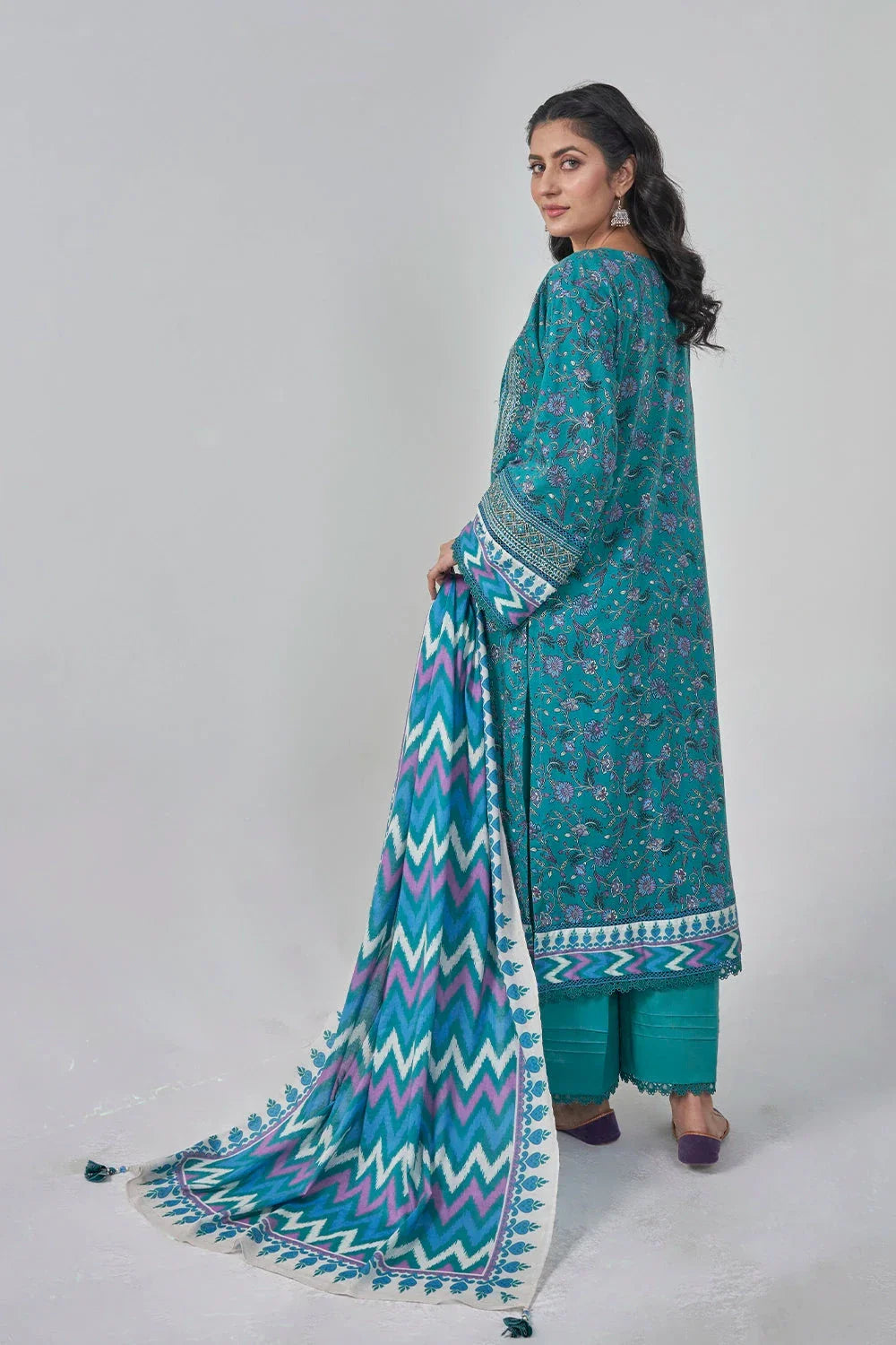 3PC Stitched Embroidered Lawn Suit KL-RTW-3075 KHAS STORES 