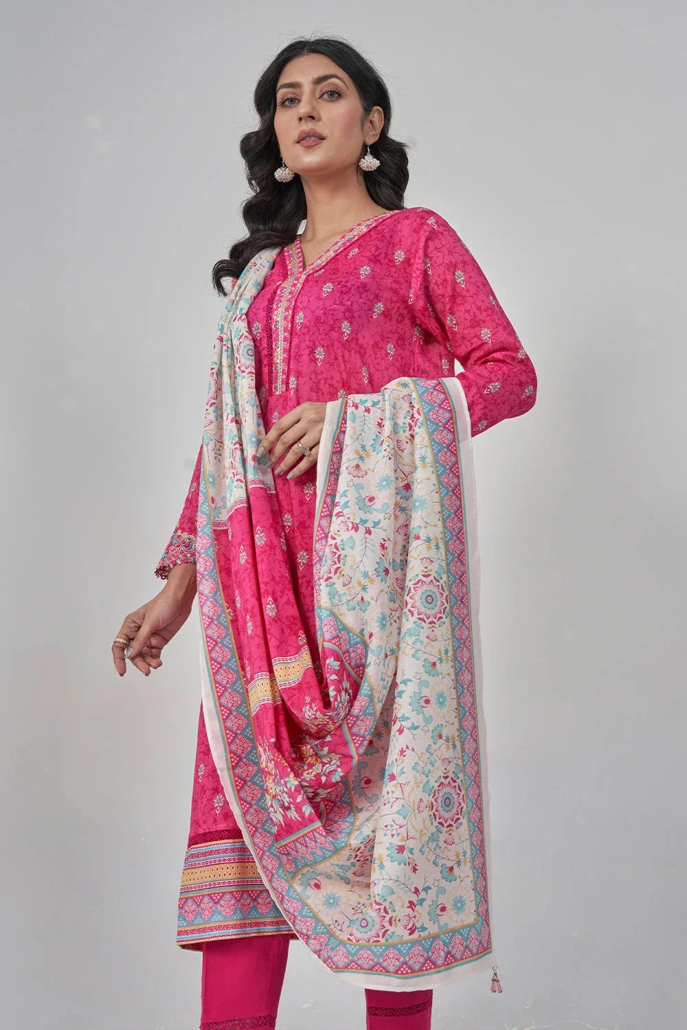 3PC Stitched Embroidered Lawn Suit KL-RTW-3076 KHAS STORES 