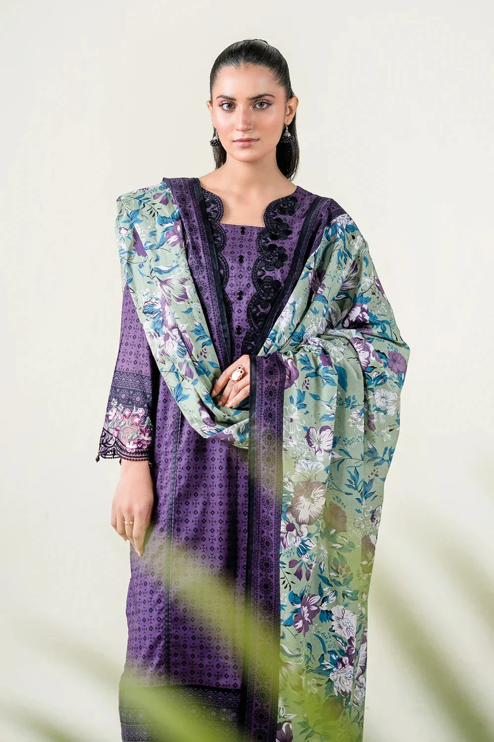 3PC Stitched Embroidered Lawn Suit | KL-RTW-3891 Embroidered KHAS STORES 