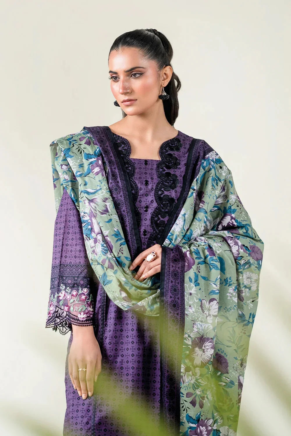 3PC Stitched Embroidered Lawn Suit | KL-RTW-3891 Embroidered KHAS STORES 
