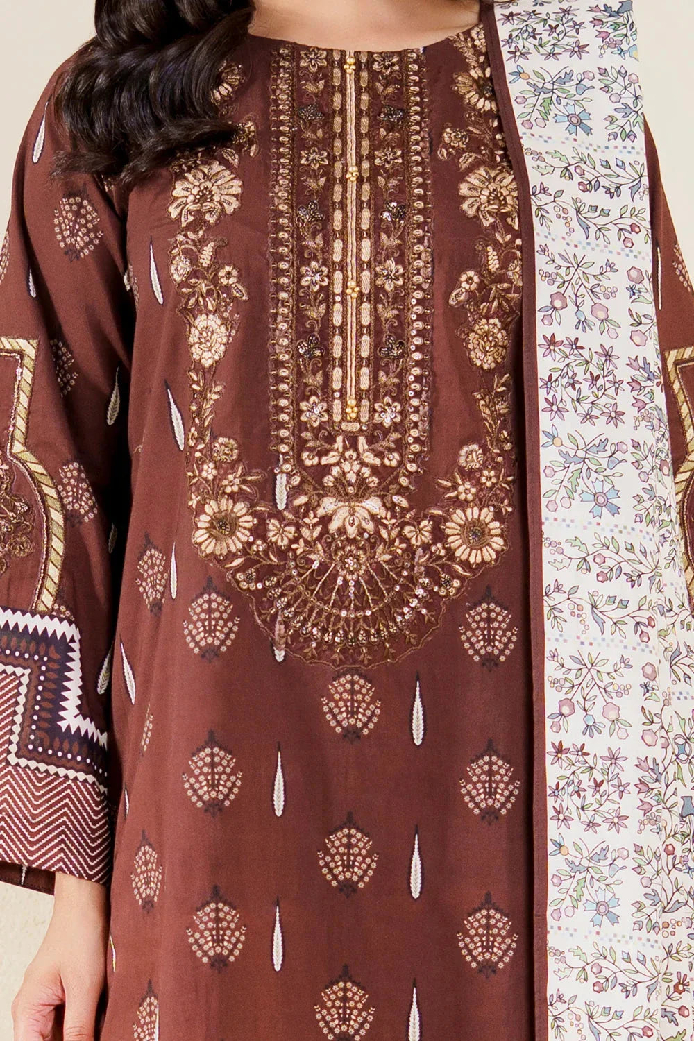3PC Stitched Embroidered Lawn Suit | KL-RTW-3896 Embroidered KHAS STORES 