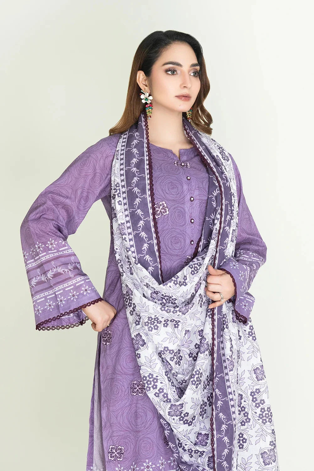 3PC Stitched Embroidered Lawn Suit | KL-RTW-3902 Embroidered KHAS STORES 