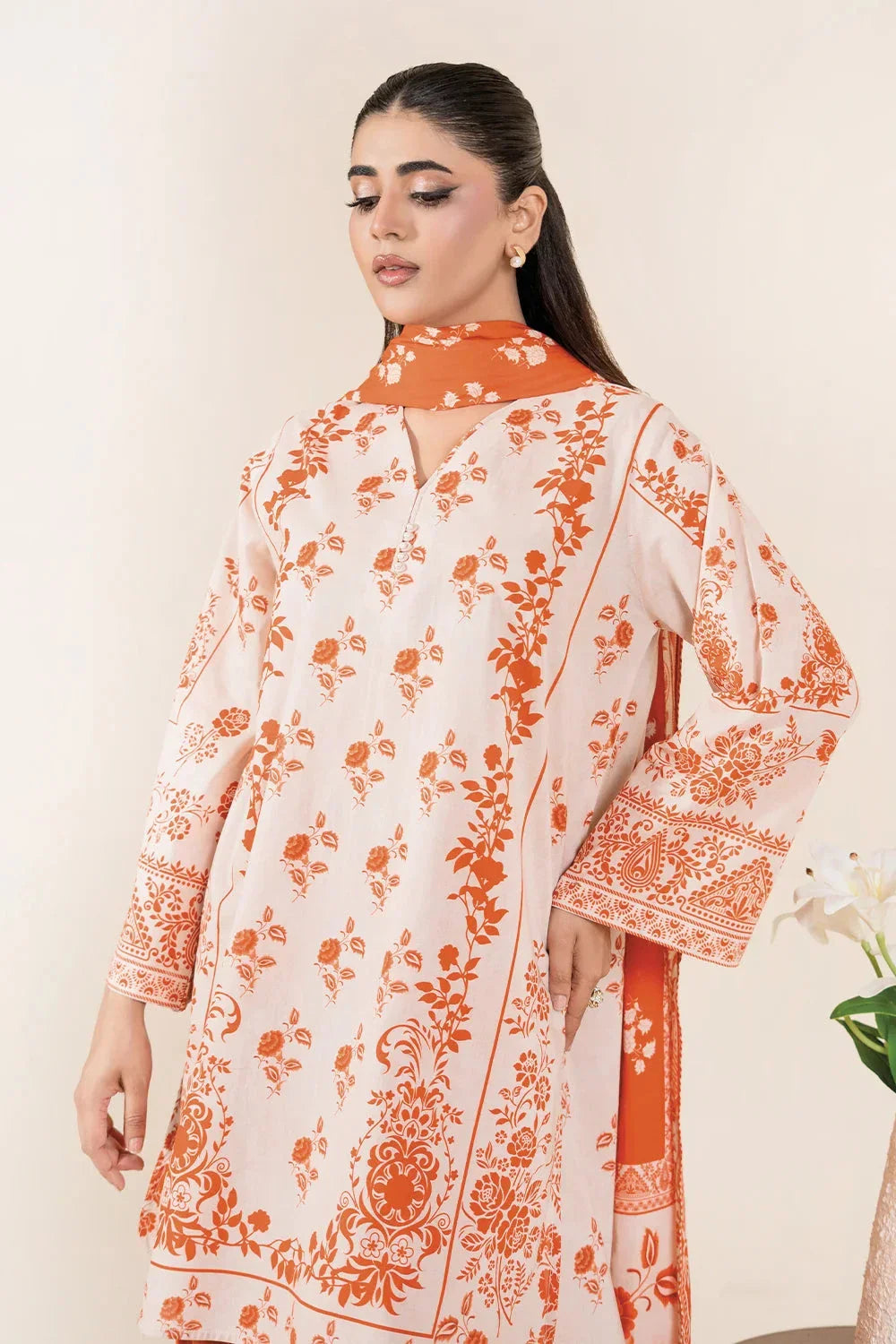 3PC Stitched Printed Lawn Suit | RTW-KLA-3886 Printed KHAS STORES 