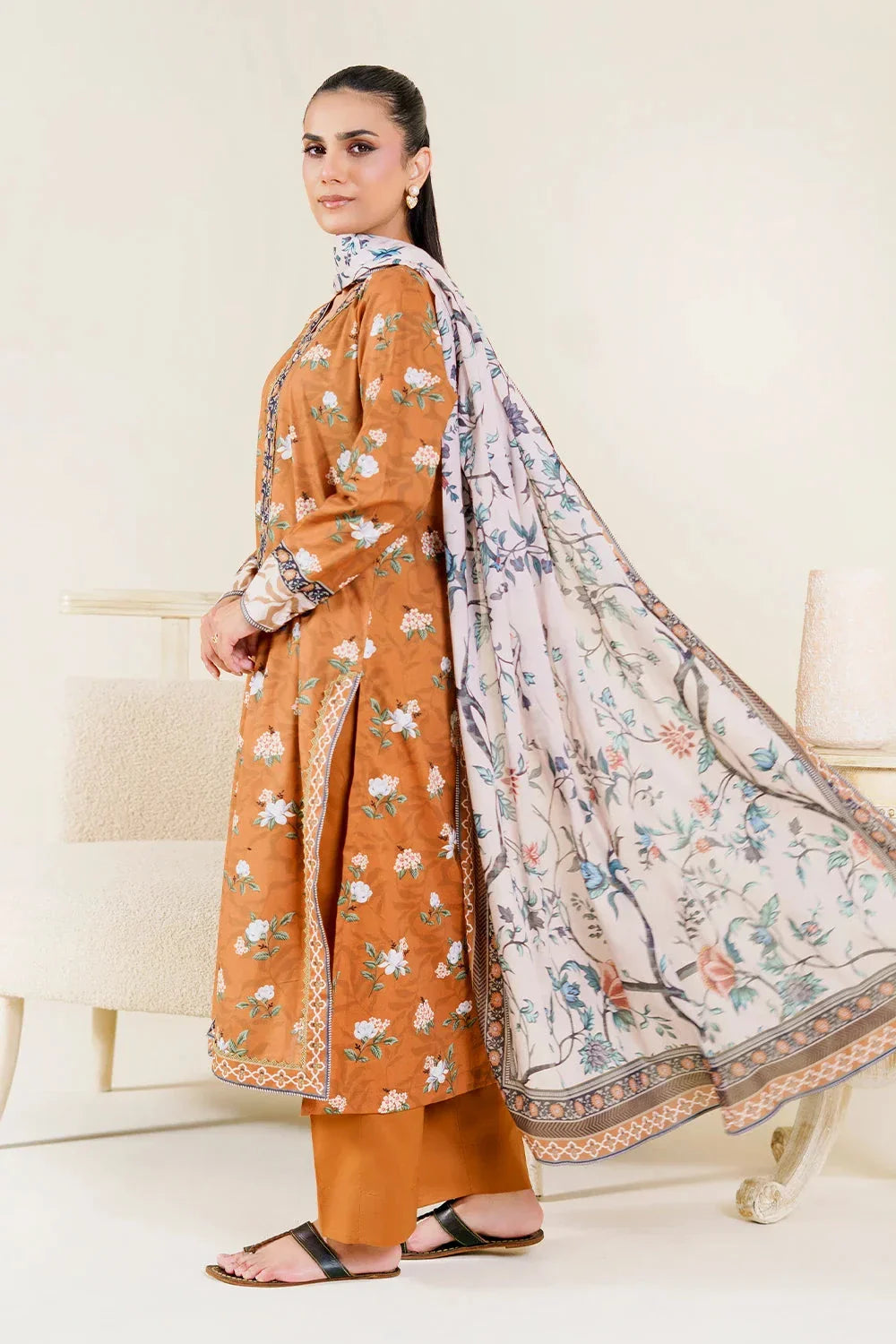 3PC Stitched Printed Lawn Suit | RTW-KLA-3898 Printed KHAS STORES 
