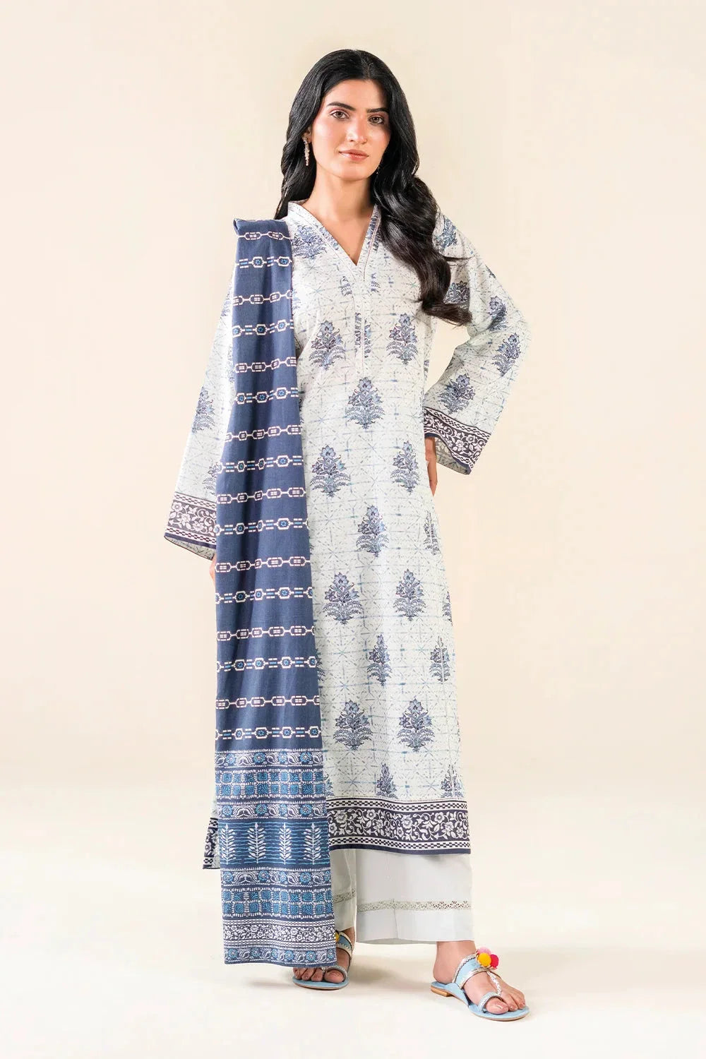 3PC Unstitched Printed Lawn Suit | KLA-3729 Printed KHAS STORES 