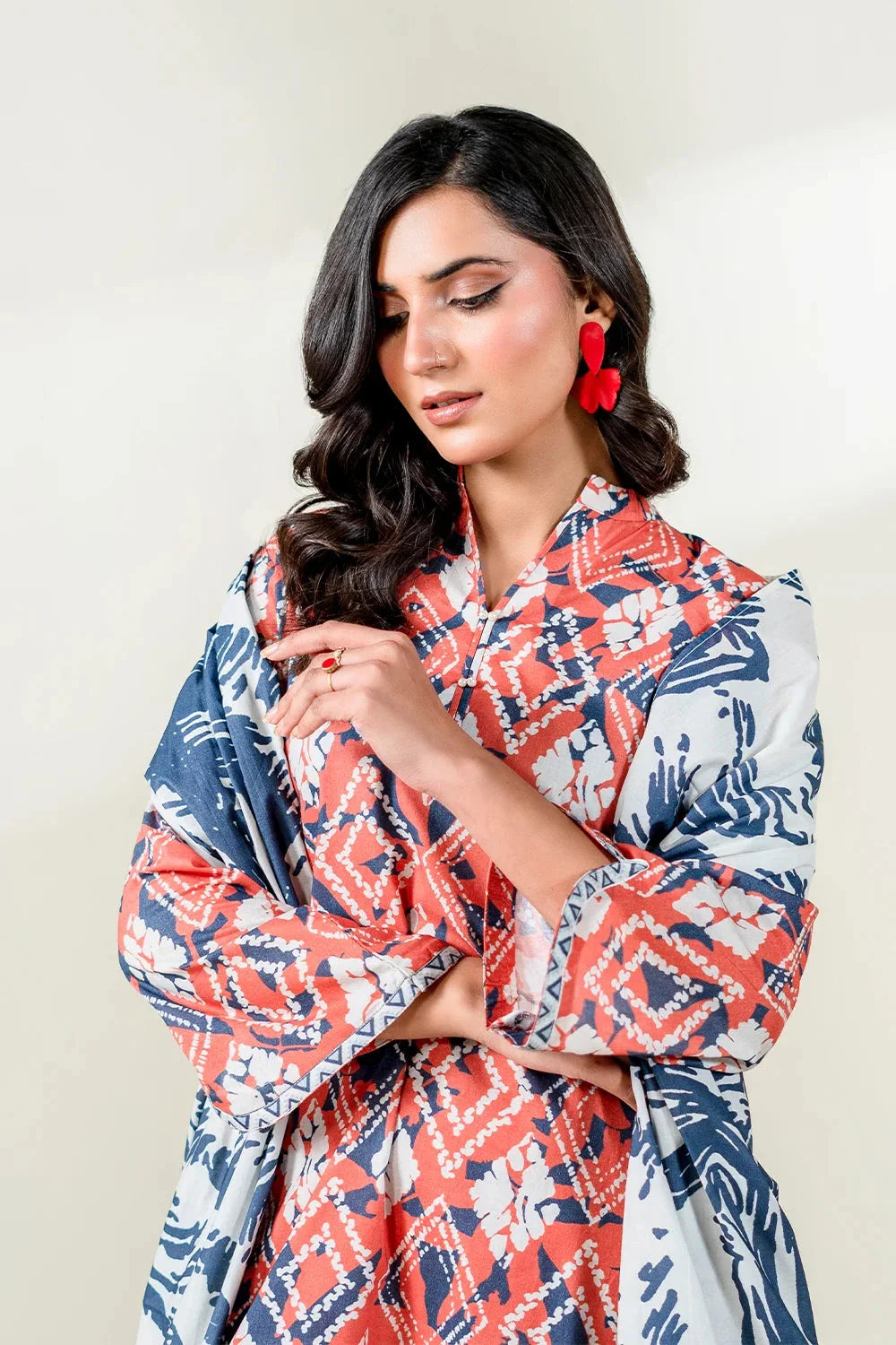 3PC Unstitched Printed Lawn Suit | KLA-3748 Printed KHAS STORES 