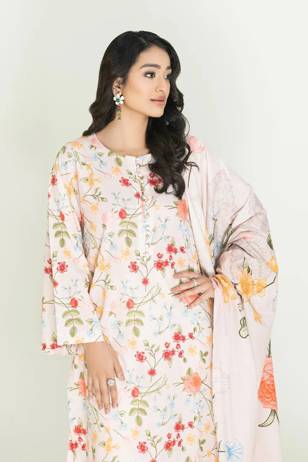 3PC Unstitched Printed Lawn Suit | KLA-3755 Printed KHAS STORES 