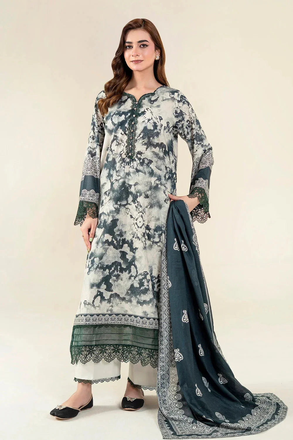 3PC Unstitched Printed Lawn Suit | KLA-3952 Printed KHAS STORES 