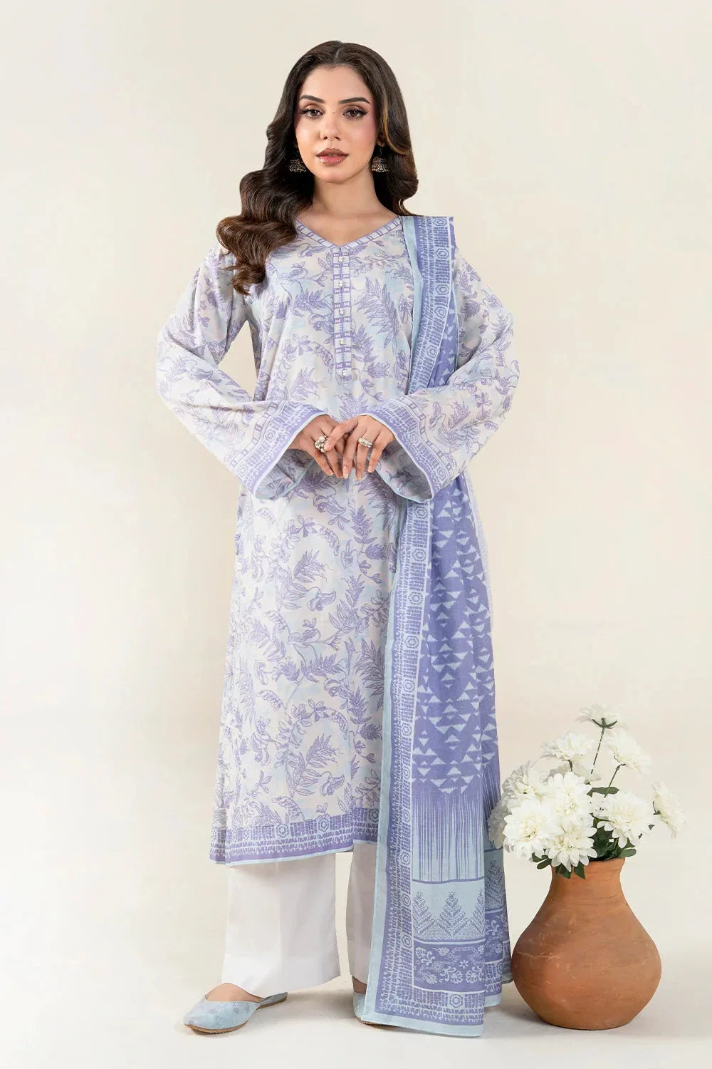 3PC Unstitched Printed Lawn Suit | KLA-3987 Printed KHAS STORES 