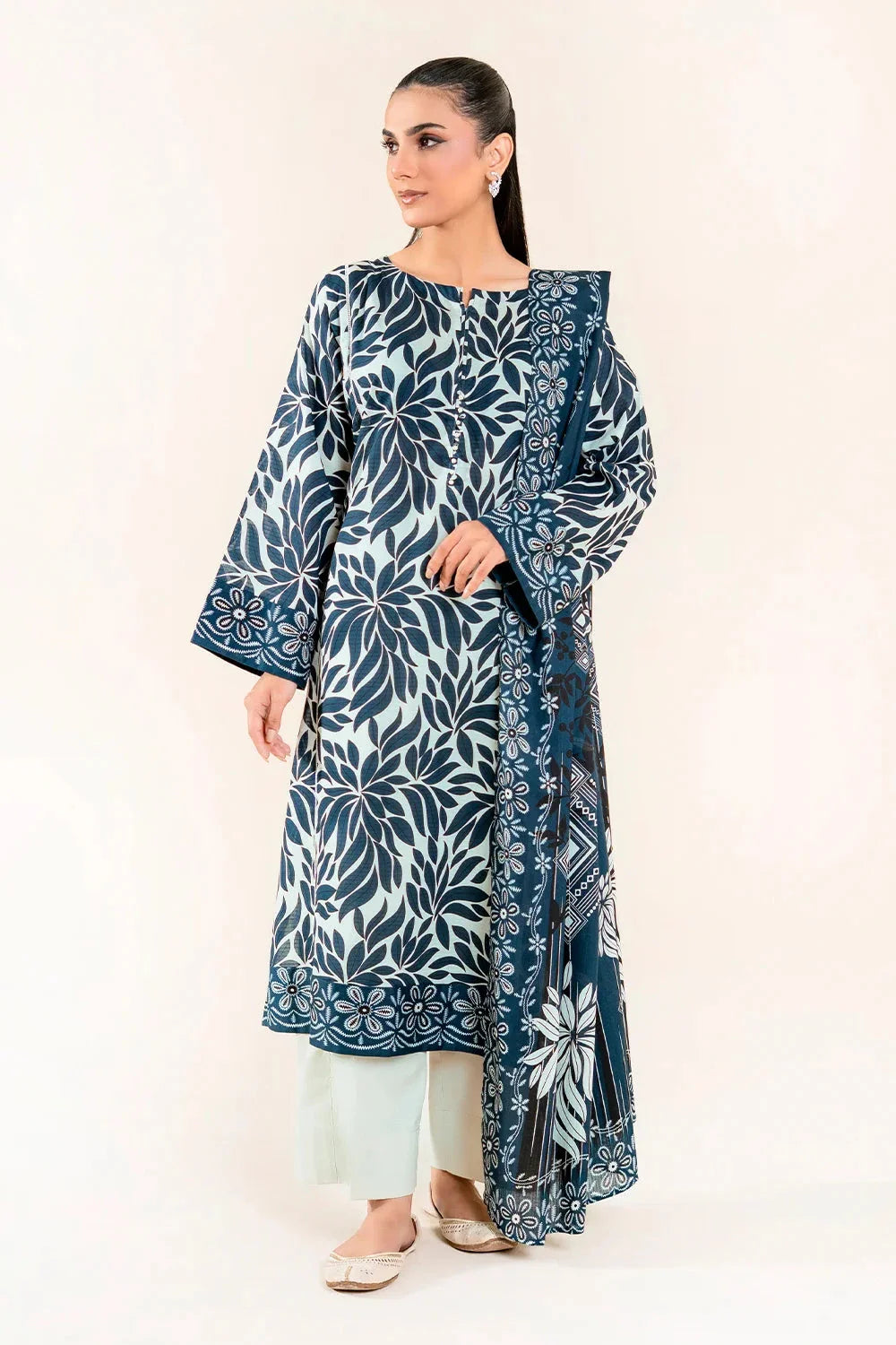 3PC Unstitched Printed Lawn Suit | KLP-3922 Printed KHAS STORES 
