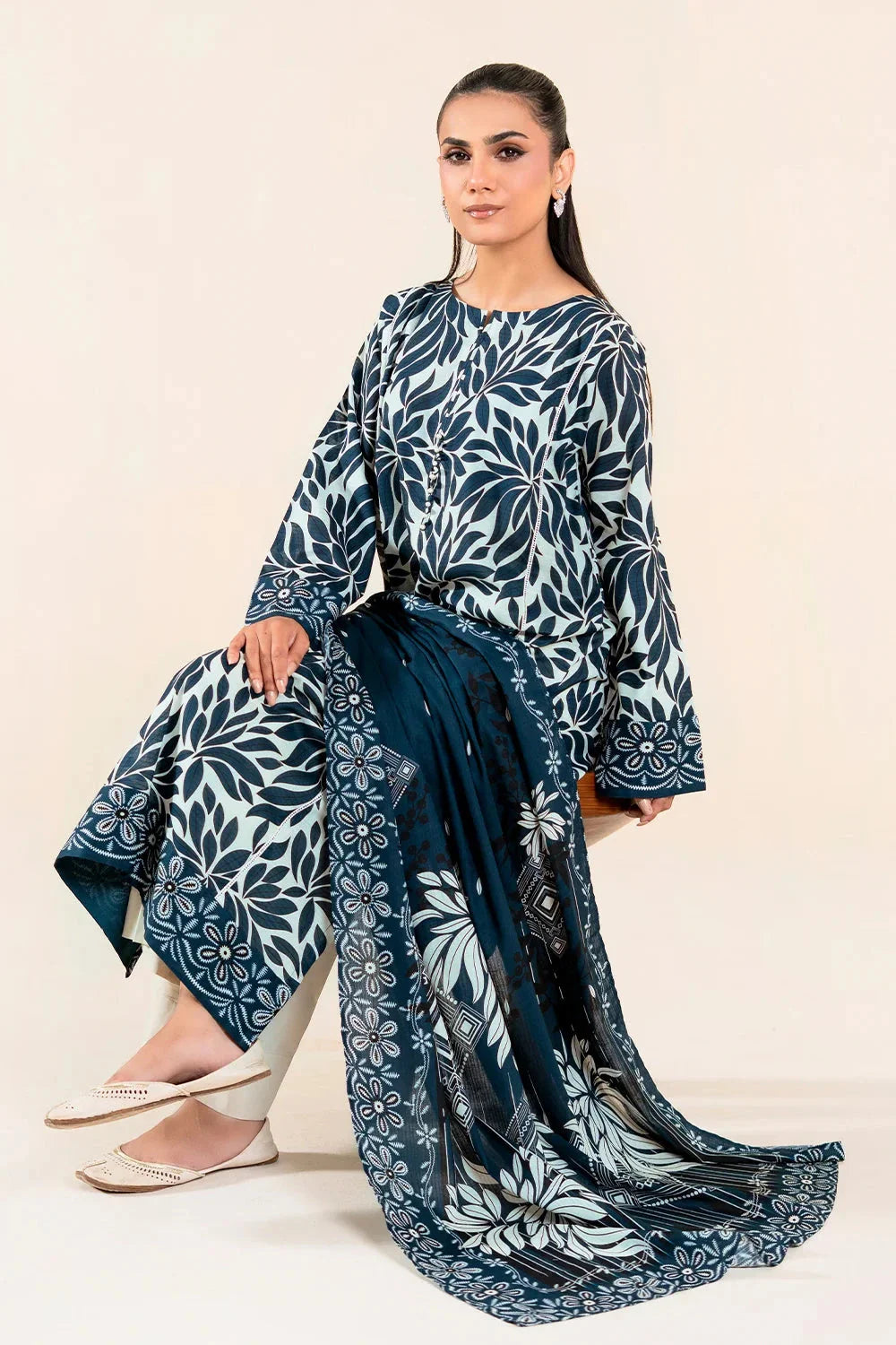 3PC Unstitched Printed Lawn Suit | KLP-3922 Printed KHAS STORES 