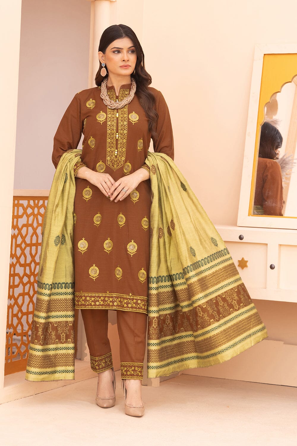 3Pcs Unstitched Emb Khaddar KKE-2271 KHAS STORES 