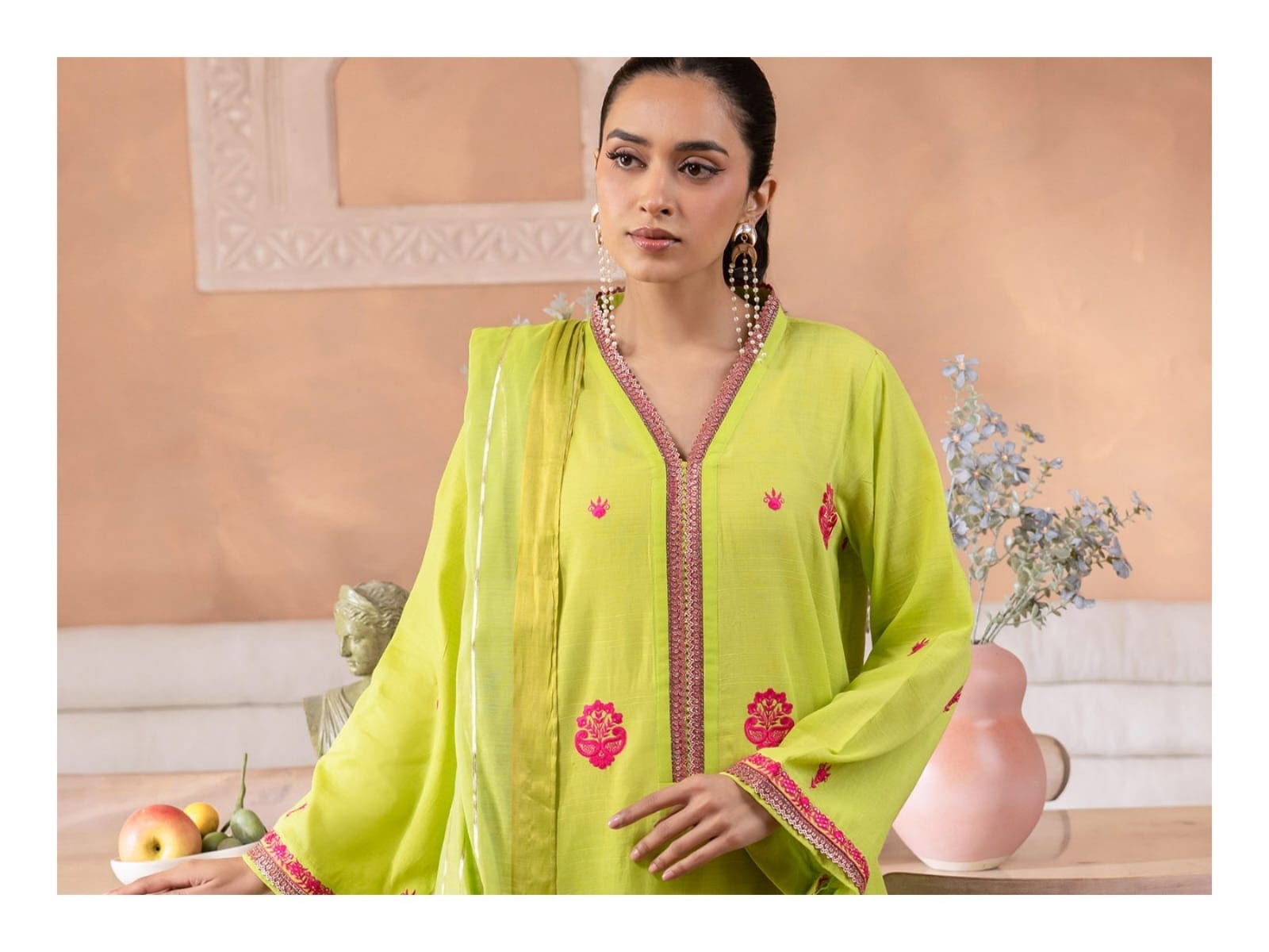 Shirt Trouser Dupatta - Parrot - Lawn Suit - 1131