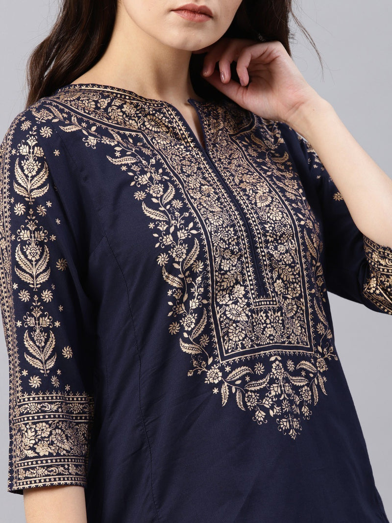 Blue printed kurta 