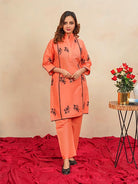 Peach Blossom Embroidered Dress