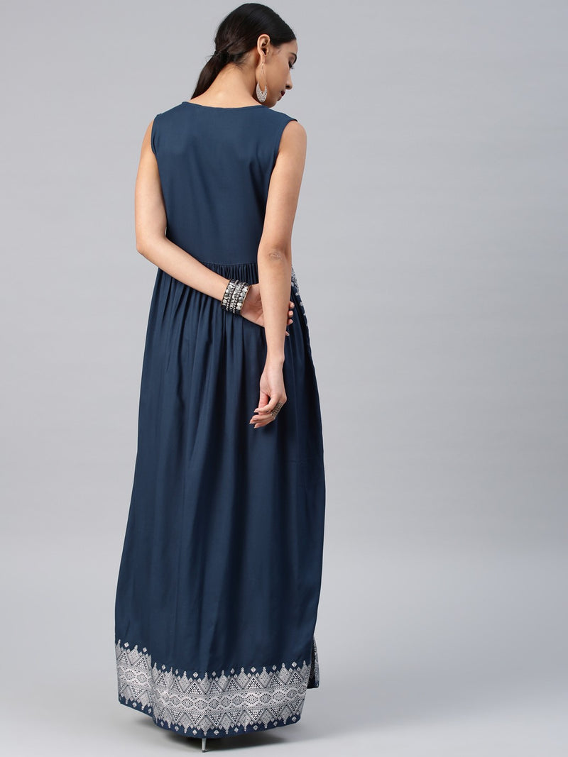 Navy Blue printed long kurta