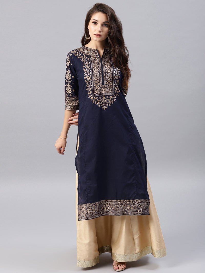 Blue printed kurta 