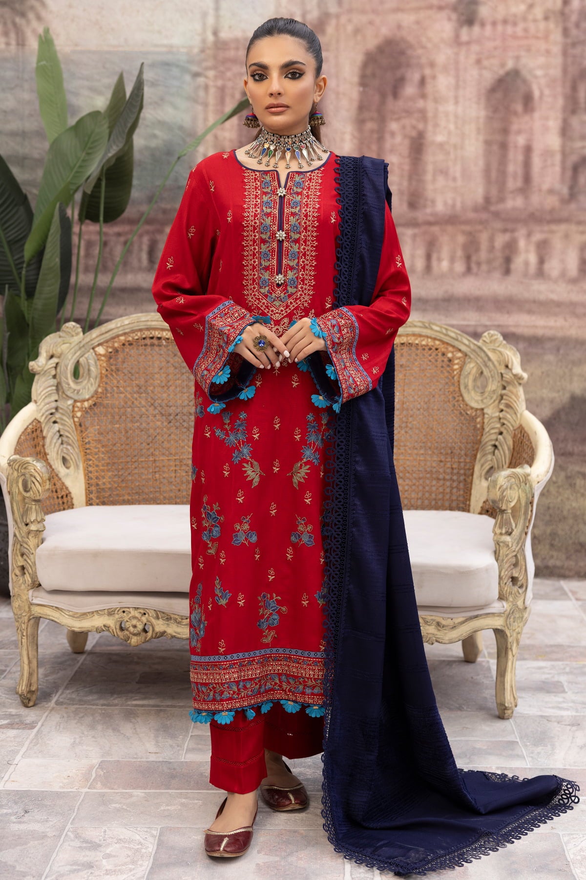 Dhanak DH-31 : Unstitched Luxury Embroidered Dhanak 3PC