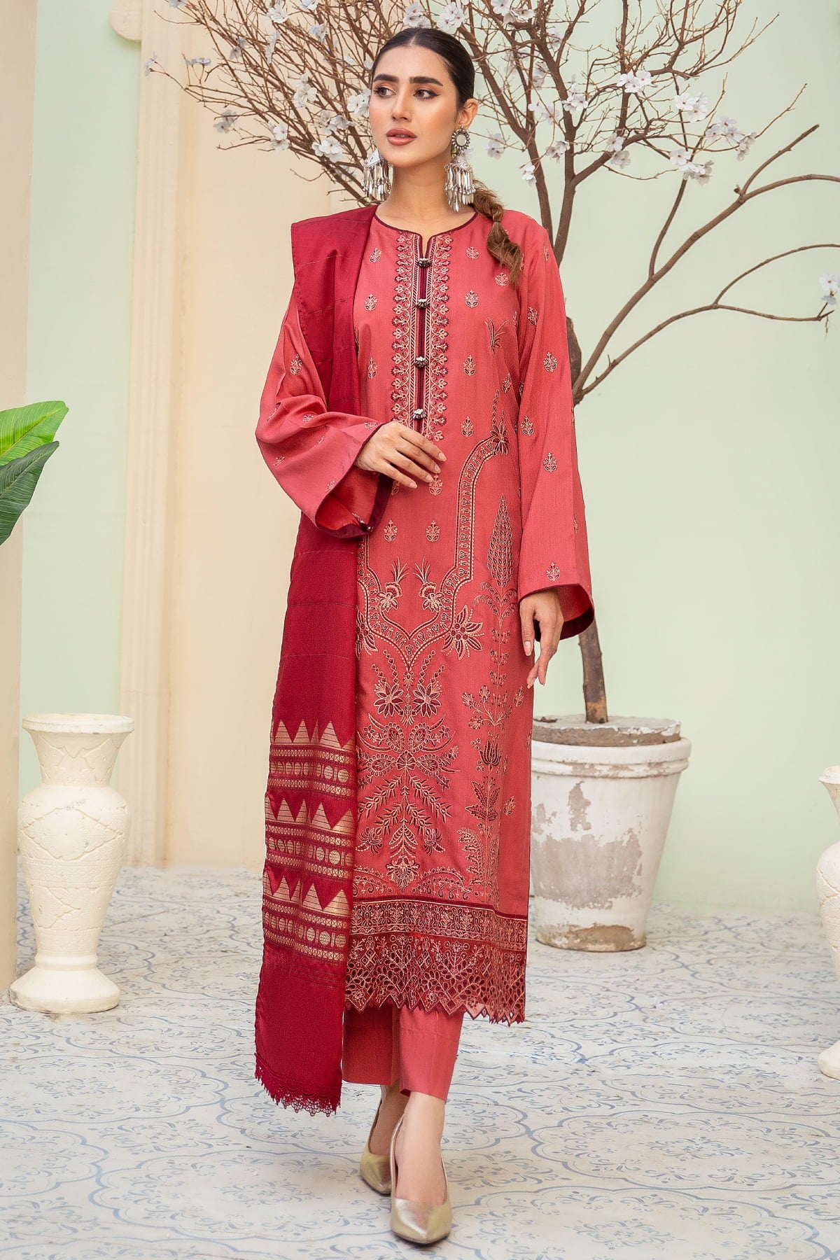 Imroz I-19 : Unstitched Embroidered Viscose 3PC