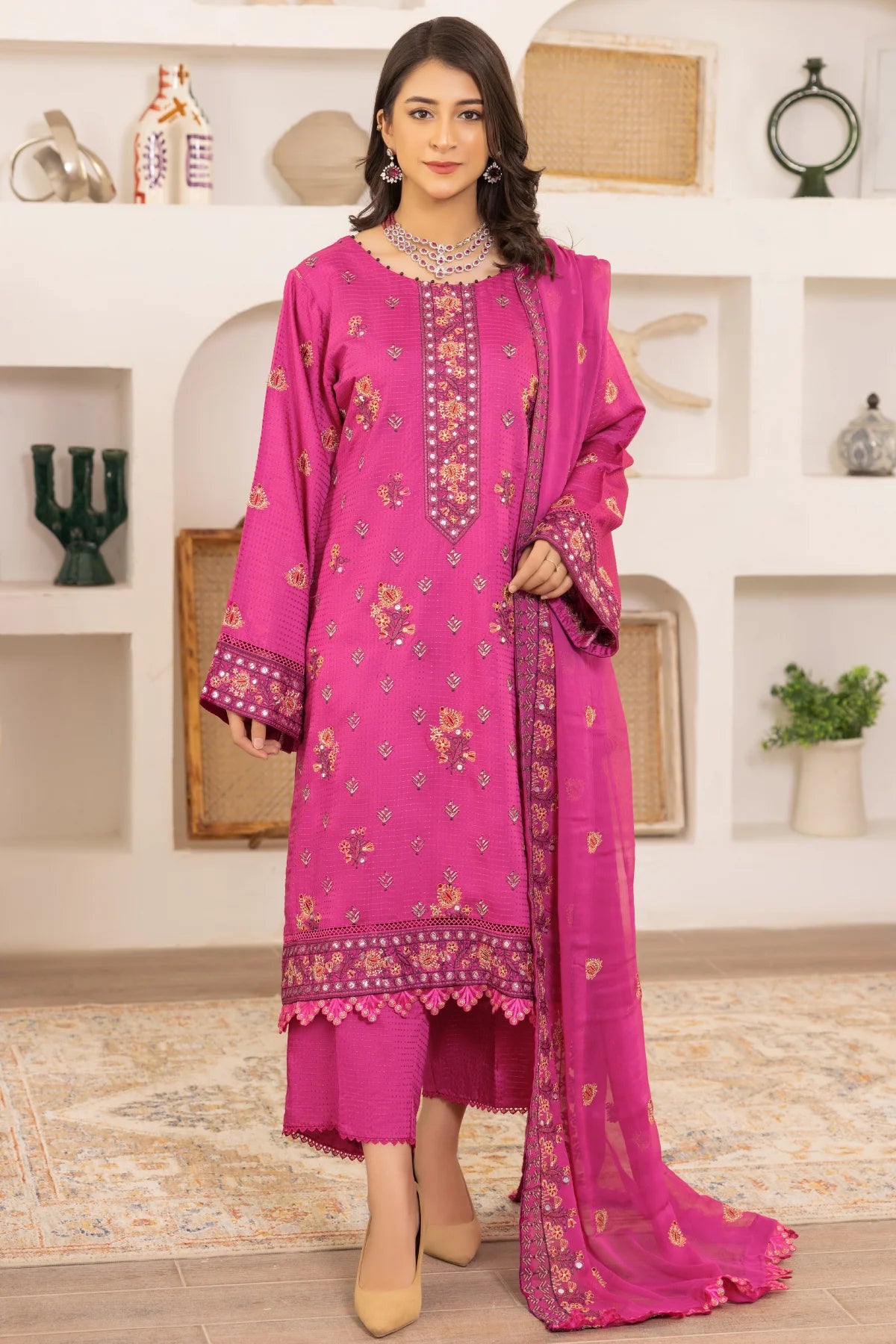 Flora F-29 : Unstitched Embroidered Viscose 3PC