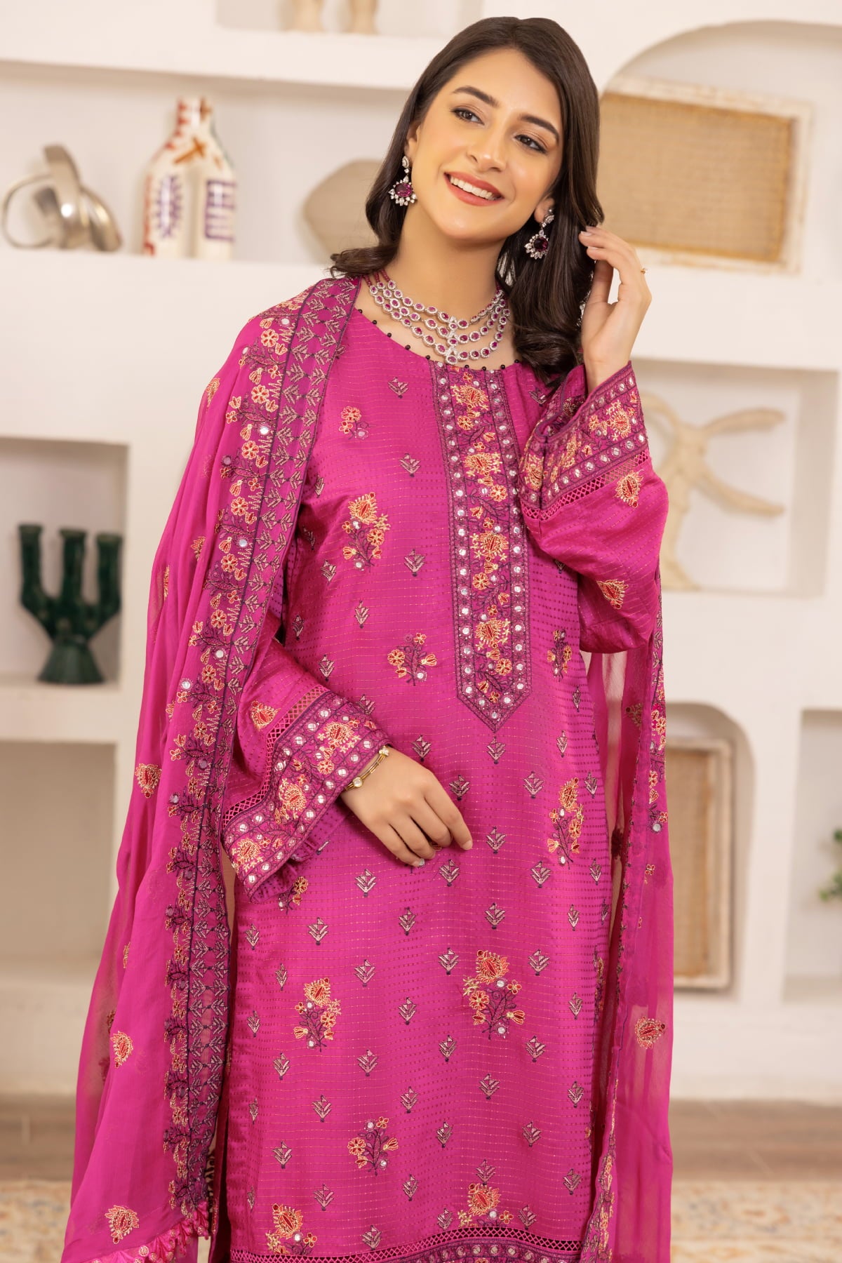 Flora F-29 : Unstitched Embroidered Viscose 3PC