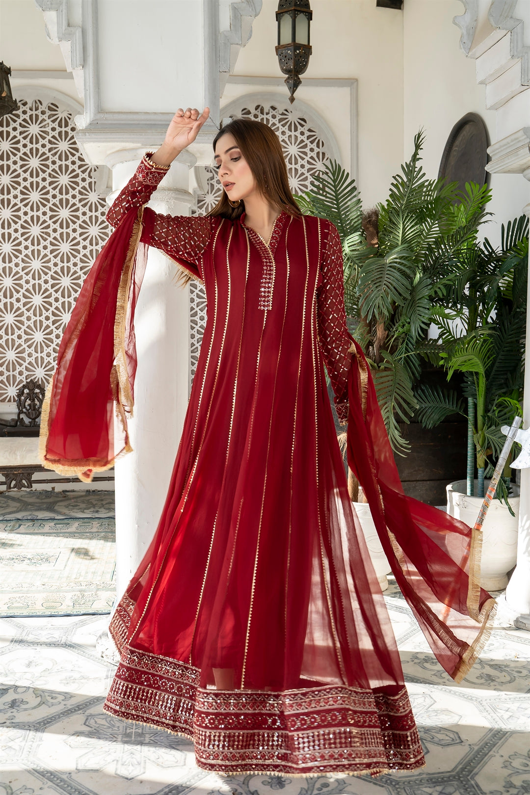 elegant steampunk wedding dress NUREH BLACK ZARBISH LUXURY SILK COLLECTION| PARTY WEAR| TOP PAKISTANI –  Shaebiz Collection main image 0