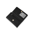 Women's Black Silver Long Leather Clutch