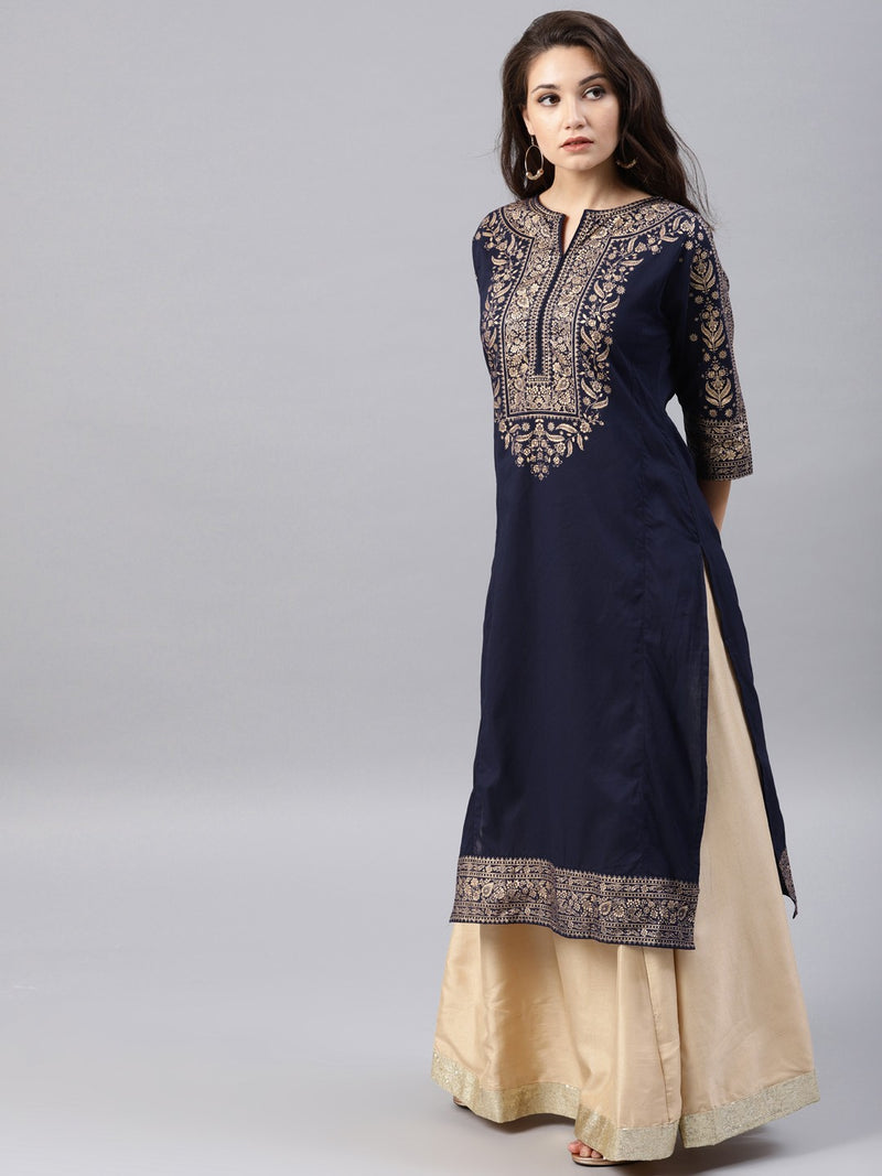 Blue printed kurta 